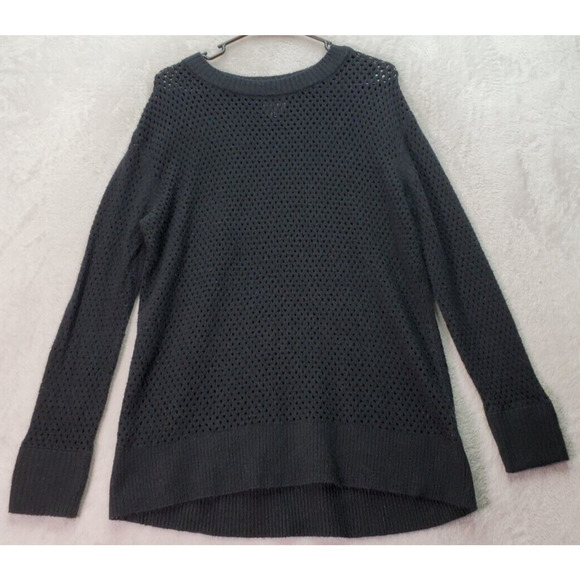 Offline by Aerie Sweater Womens XS Black Open Knit Long Raglan Sleeve Round Neck - Picture 1 of 8